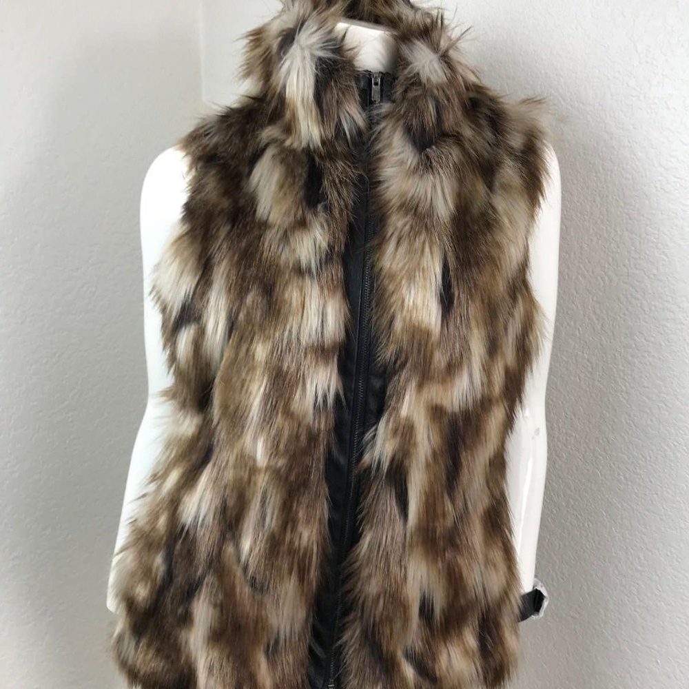 Faux fur and  leather vest